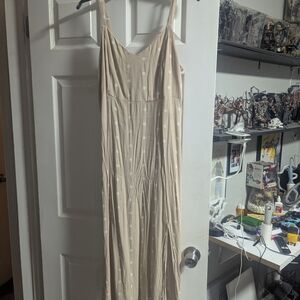 Old Navy Beige Polka Dot Maxi Dress